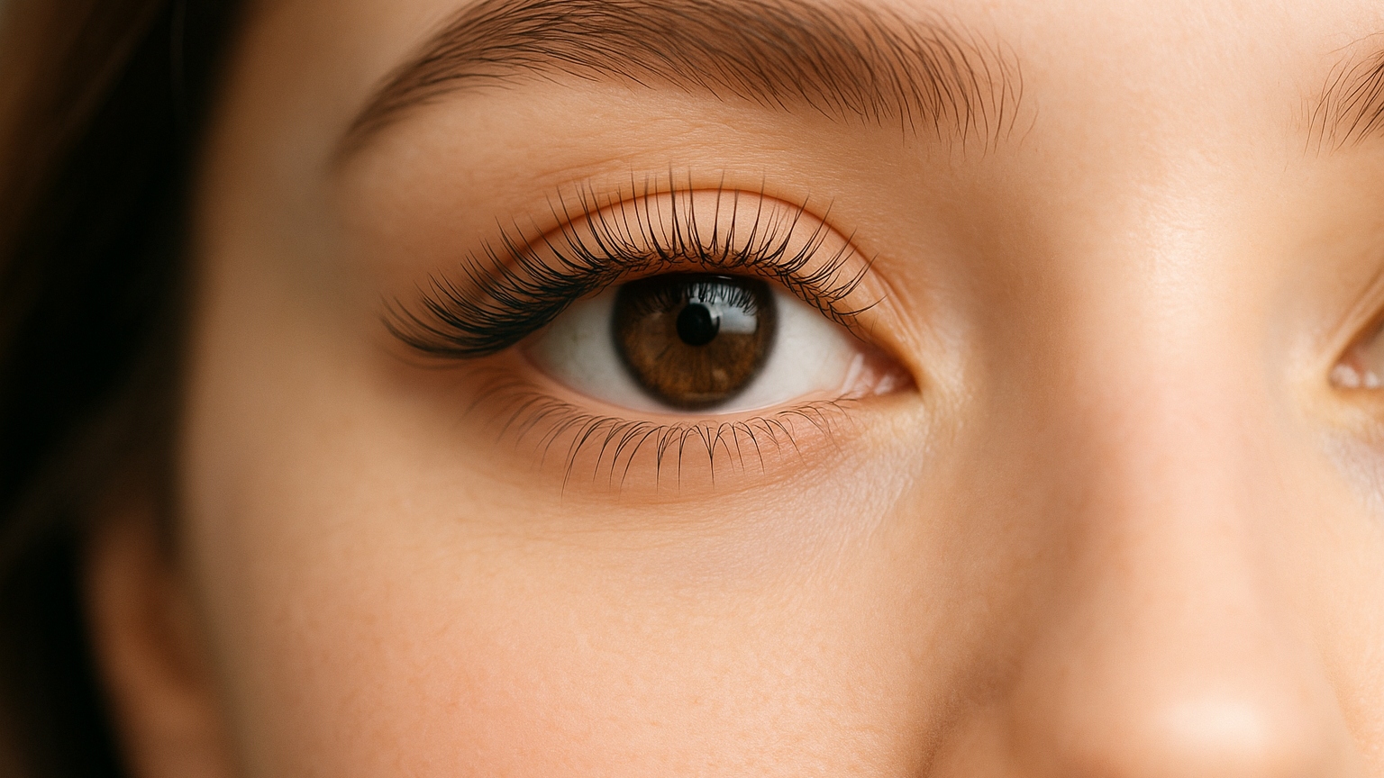 新莊美睫作品近拍,自然濃密扇形走向,輕翹光澤